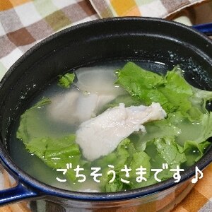 出汁がすごい♡ヤゲン軟骨のレタスの中華風スープ